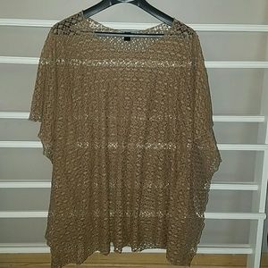 Tan lace  overlay poncho style blouse